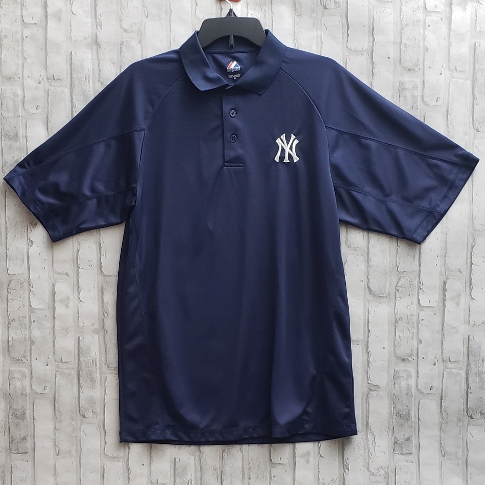Men's New York Yankees Majestic Solid Polo - Navy
